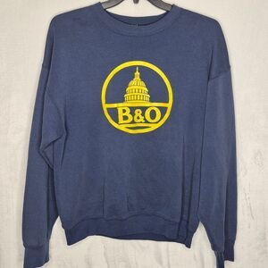 Vintage B&O Railroad Crewneck Sweatshirt XL Blue Made in USA 80s 90s